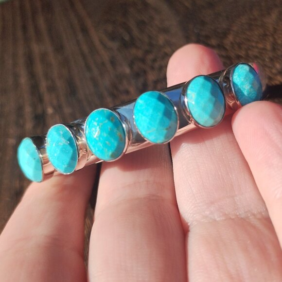 Jay King DTR mine finds faceted Turquoise cuff bracelet 925 Sterling Silver NIB - Picture 5 of 9